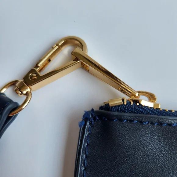 Savanna Genuine Leather Navy Wristlet Pouch Bag Zipper Soft New With Tags - Picture 9 of 15